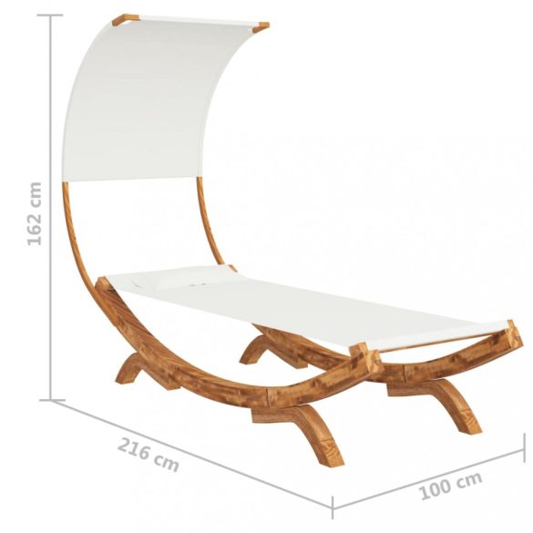 kültéri krém baldachinos hajlított fa nyugágy 100x200x126 cm