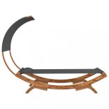 kültéri antracit baldachinos hajlított fa nyugágy 100x200x126cm