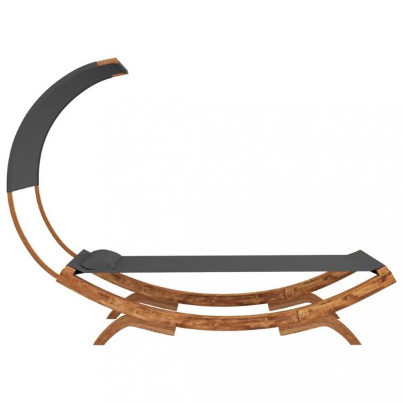 kültéri antracit baldachinos hajlított fa nyugágy 100x200x126cm