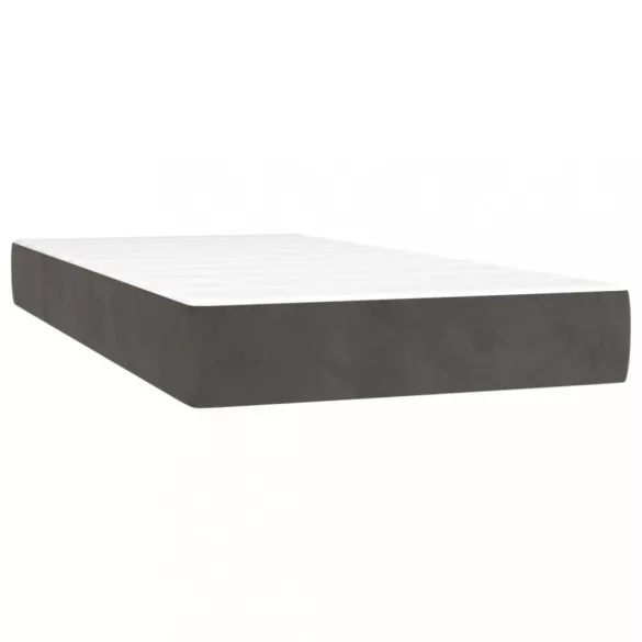 sötétszürke bársony rugós és LED-es ágy matraccal 80 x 200 cm