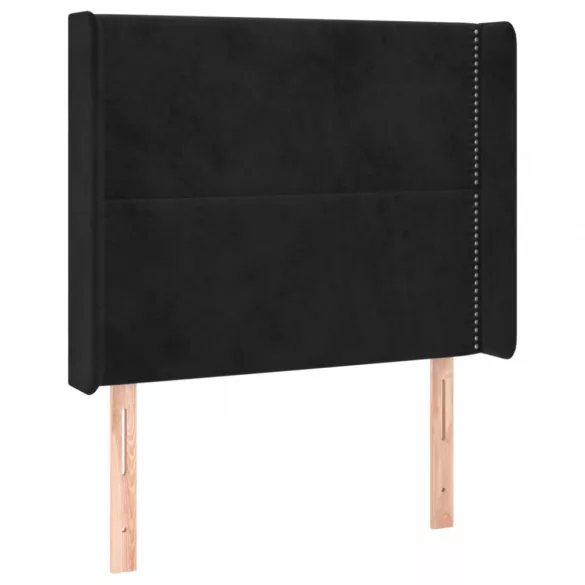 fekete bársony rugós és LED-es ágy matraccal 80 x 200 cm