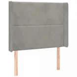 világosszürke bársony rugós és LED-es ágy matraccal 100x200 cm