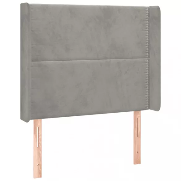 világosszürke bársony rugós és LED-es ágy matraccal 100x200 cm