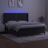 fekete bársony rugós és LED-es ágy matraccal 160x200 cm