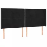 fekete bársony rugós és LED-es ágy matraccal 160x200 cm