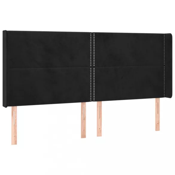fekete bársony rugós és LED-es ágy matraccal 160x200 cm