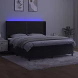 fekete bársony rugós és LED-es ágy matraccal 180x200 cm