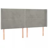 világosszürke bársony rugós és LED-es ágy matraccal 200x200 cm