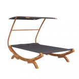 kültéri antracit baldachinos hajlított fa nyugágy 165x203x138cm