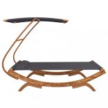 kültéri antracit baldachinos hajlított fa nyugágy 165x203x138cm