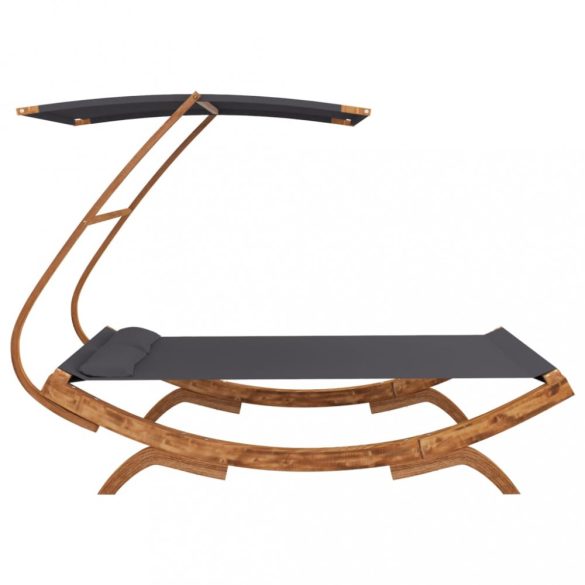 kültéri antracit baldachinos hajlított fa nyugágy 165x203x138cm