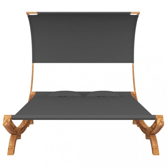 kültéri antracit baldachinos hajlított fa nyugágy 165x203x126cm