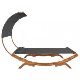 kültéri antracit baldachinos hajlított fa nyugágy 165x203x126cm