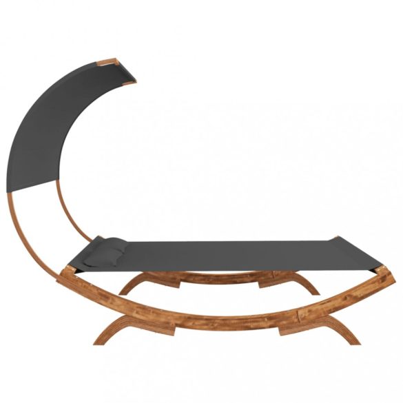 kültéri antracit baldachinos hajlított fa nyugágy 165x203x126cm