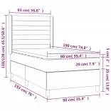 fekete bársony rugós és LED-es ágy matraccal 90x190 cm