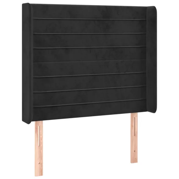 fekete bársony rugós és LED-es ágy matraccal 100x200 cm