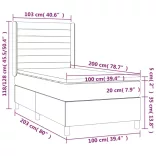 fekete bársony rugós és LED-es ágy matraccal 100x200 cm