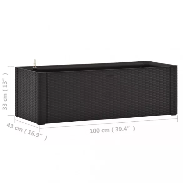 antracitszürke kerti magaságyás öntözőrendszerrel 100x43x33cm
