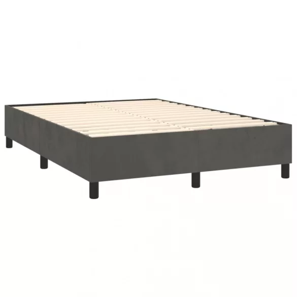 sötétszürke bársony rugós és LED-es ágy matraccal 140x190 cm