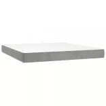 világosszürke bársony rugós és LED-es ágy matraccal 160x200 cm