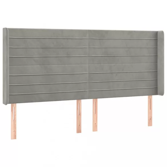 világosszürke bársony rugós és LED-es ágy matraccal 160x200 cm