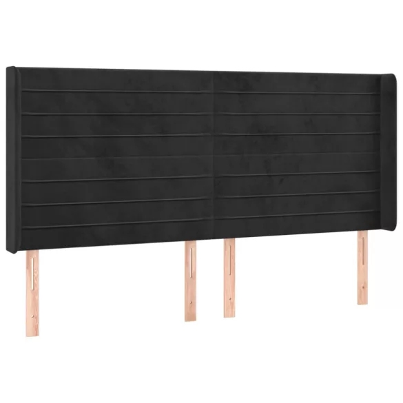 fekete bársony rugós és LED-es ágy matraccal 180x200 cm