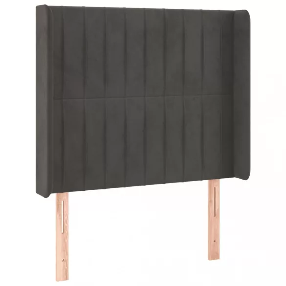 sötétszürke bársony rugós és LED-es ágy matraccal 80 x 200 cm