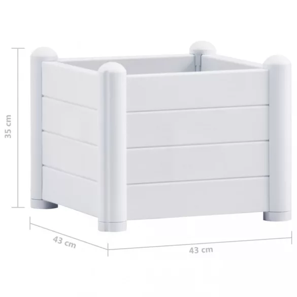 fehér kerti PP magaságyás 43 x 43 x 35 cm