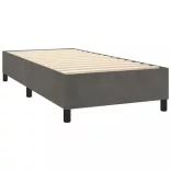 sötétszürke bársony rugós és LED-es ágy matraccal 90x200 cm