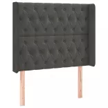 sötétszürke bársony rugós és LED-es ágy matraccal 90x200 cm