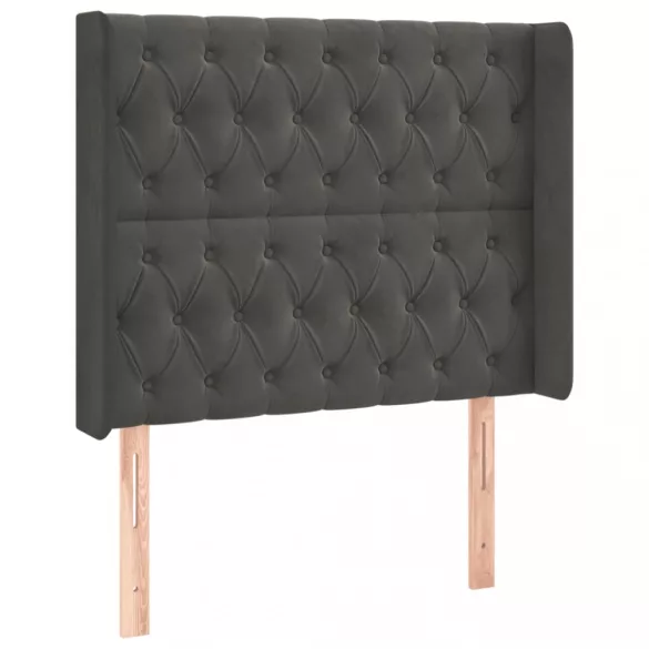 sötétszürke bársony rugós és LED-es ágy matraccal 90x200 cm