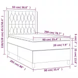 sötétszürke bársony rugós és LED-es ágy matraccal 90x200 cm
