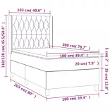 világosszürke bársony rugós és LED-es ágy matraccal 100x200 cm