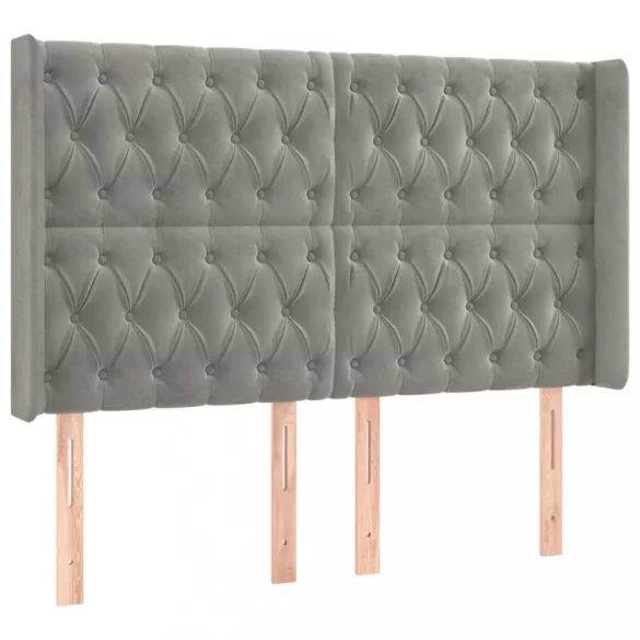 világosszürke bársony rugós és LED-es ágy matraccal 140x190 cm