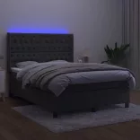 sötétszürke bársony rugós és LED-es ágy matraccal 140x200 cm
