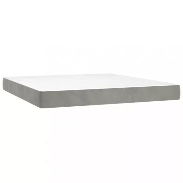 világosszürke bársony rugós és LED-es ágy matraccal 180x200 cm