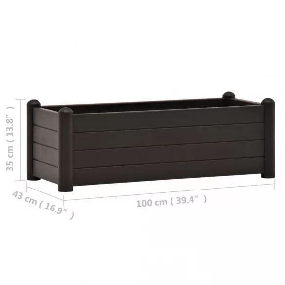 antracitszürke kerti PP magaságyás 100 x 43 x 35 cm