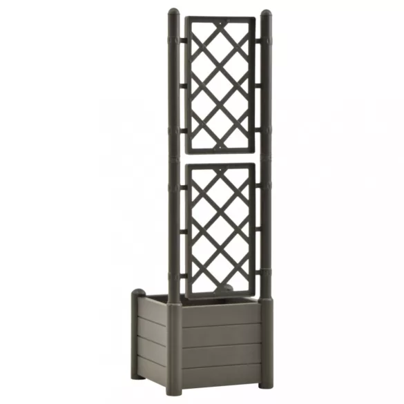 antracitszürke polipropilén rácsos kerti ültető 43x43x142 cm