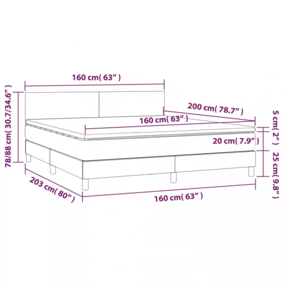 világosszürke szövet rugós ágy matraccal 160 x 200 cm