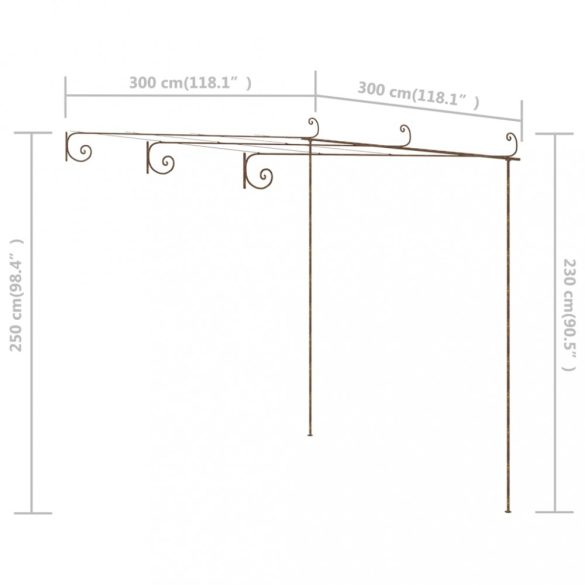 antik barna vas kerti pergola 3 x 3 x 2,5 m