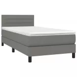 sötétszürke szövet rugós ágy matraccal 80 x 200 cm