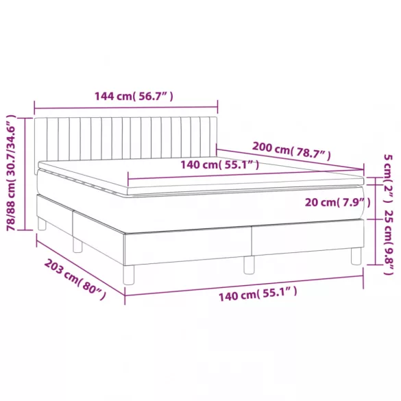 világosszürke szövet rugós ágy matraccal 140 x 200 cm