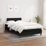 fekete szövet rugós ágy matraccal 120 x 200 cm