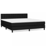 fekete szövet rugós ágy matraccal 180 x 200 cm