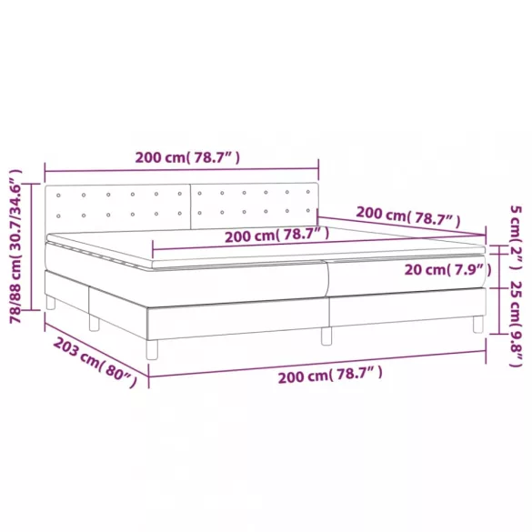 sötétszürke szövet rugós ágy matraccal 200 x 200 cm