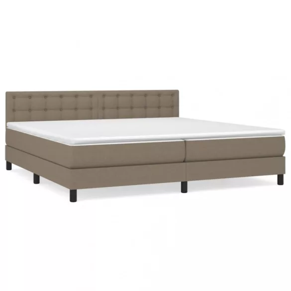 tópszínű szövet rugós ágy matraccal 200 x 200 cm