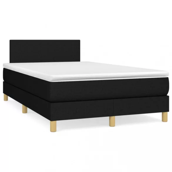fekete szövet rugós ágy matraccal 120 x 200 cm