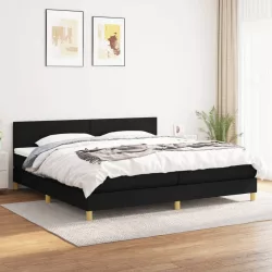 fekete szövet rugós ágy matraccal 200 x 200 cm
