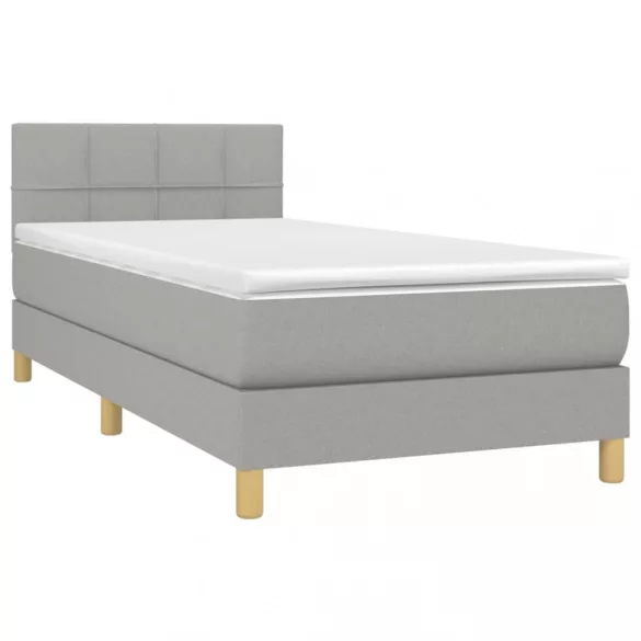 világosszürke szövet rugós ágy matraccal 100 x 200 cm