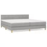 világosszürke szövet rugós ágy matraccal 200 x 200 cm